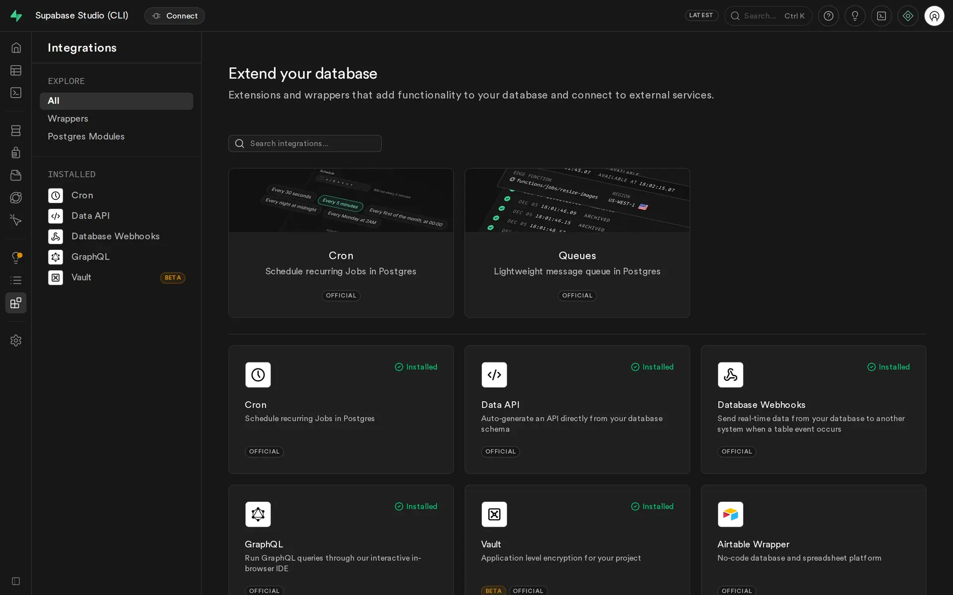 Supabase Studio Integrations